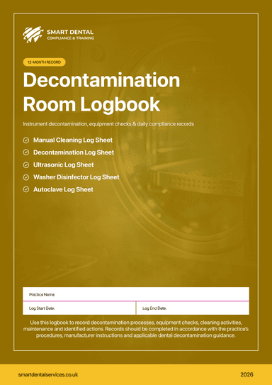 Decon. Room Logbook cover